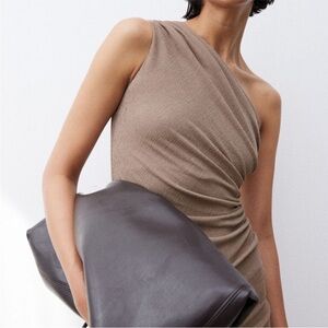 H&M One-Shoulder Dress in Tan